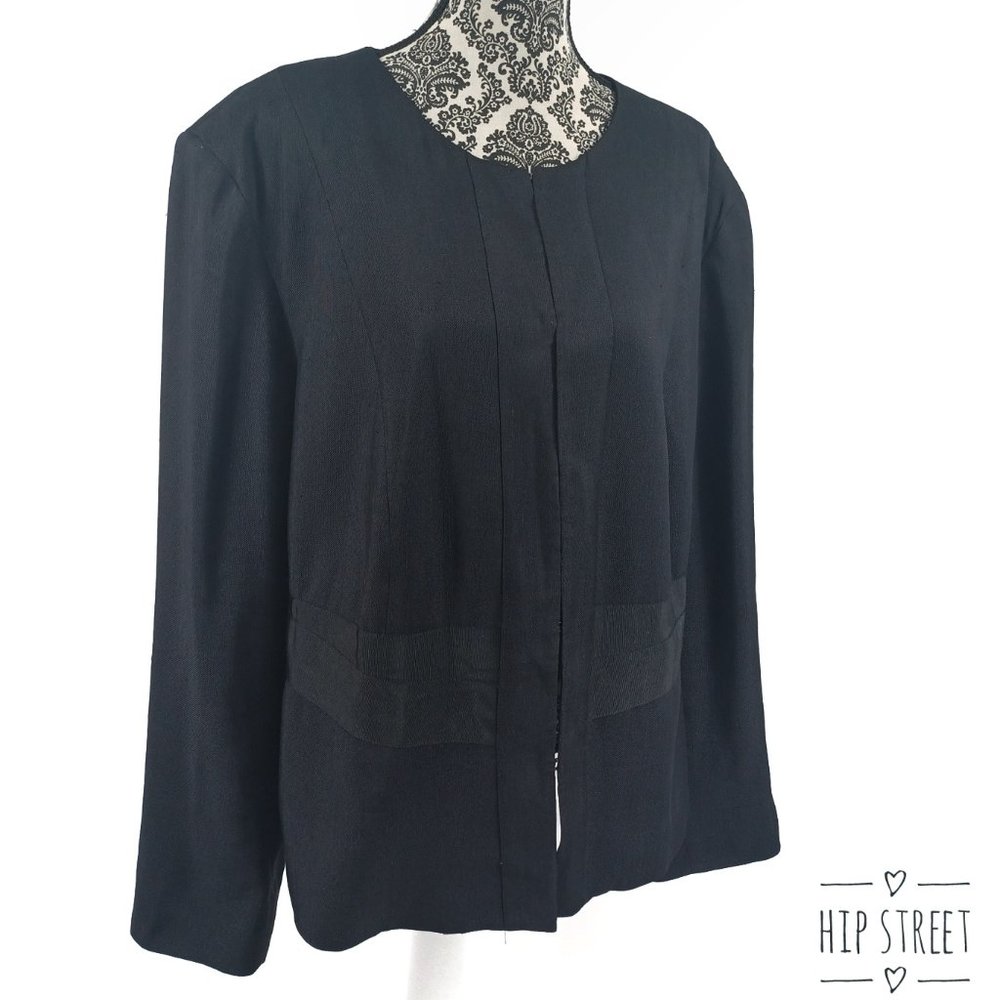 JONES NEW YORK Hook Front Linen Blend Jacket 24W